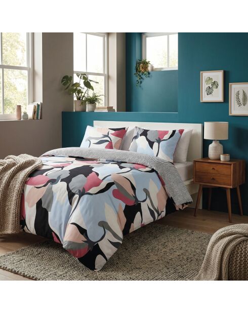 Funda de almohada de satén de algodón con poesía floral azul claro, 2 unidades (63 x 63 cm)