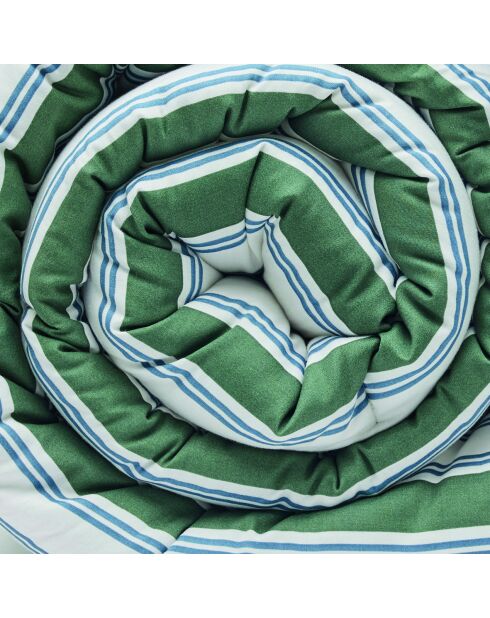 Édredon avec glands satin de coton Soline vert/bleu - 140x200 cm