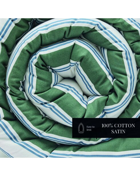 Édredon avec glands satin de coton Soline vert/bleu - 140x200 cm