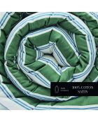 Édredon avec glands satin de coton Soline vert/bleu - 140x200 cm