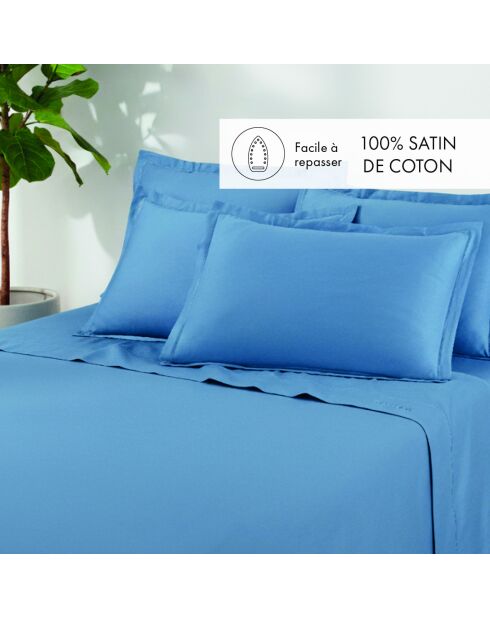 Set van 2 katoenen satijnen kussenslopen Uni 1 baratta blauw 05 - 2x (63x63 cm)