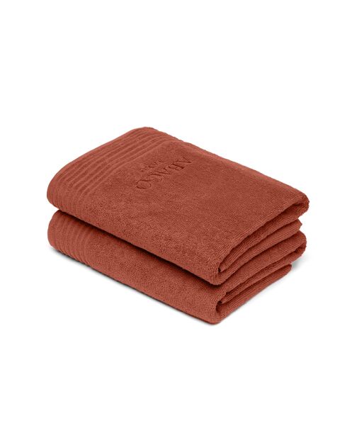 Lot de 2 draps de bain coton peigné LT Ecume terracotta - 2x(70x140 cm)