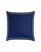 Set de 2 fundas de almohada de satén de algodón Annecy blanco/azul oscuro