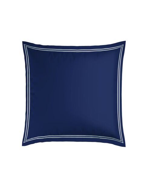 Set de 2 fundas de almohada de satén de algodón Annecy blanco/azul oscuro