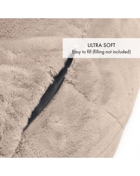 Pouf beige in pelliccia sintetica senza morbida imbottitura - 130x80 cm