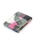 Tejido a cuadros en suave algodón tartán estampado rosa/gris - 130x170 cm