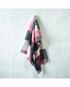 Tejido a cuadros en suave algodón tartán estampado rosa/gris - 130x170 cm