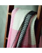 Tejido a cuadros en suave algodón tartán estampado rosa/gris - 130x170 cm