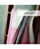 Tejido a cuadros en suave algodón tartán estampado rosa/gris - 130x170 cm