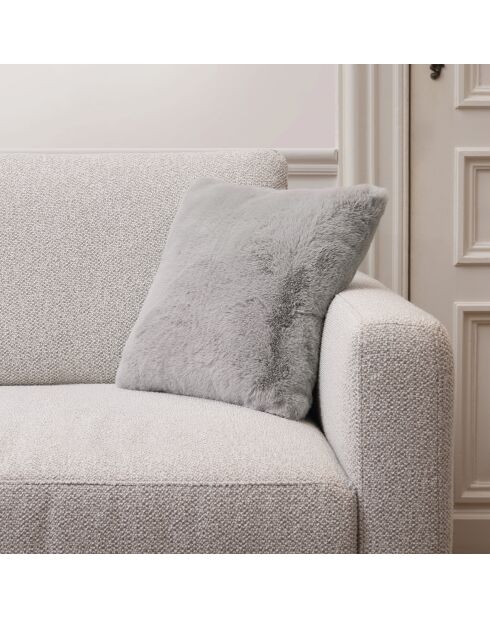Housse de coussin imitation fourrure grise - 40x40 cm