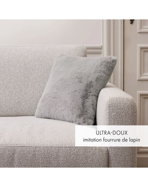 Housse de coussin imitation fourrure grise - 40x40 cm