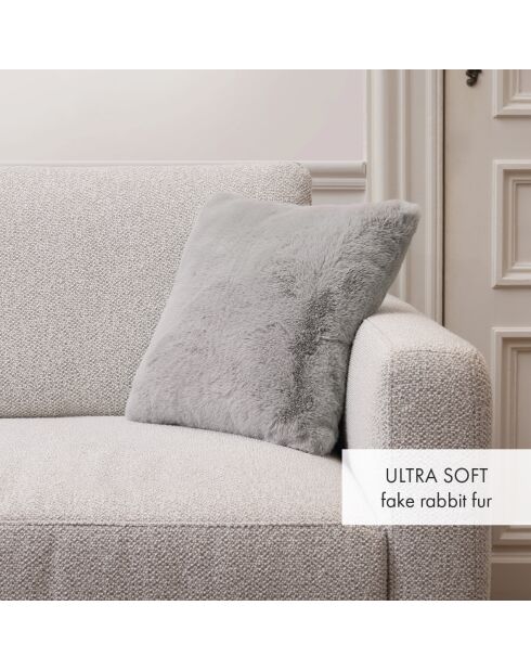 Housse de coussin imitation fourrure grise - 40x40 cm
