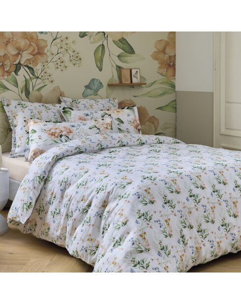 Set de 2 taies d'oreiller en satin de coton Belle de Nuit blanc - 63x63 cm