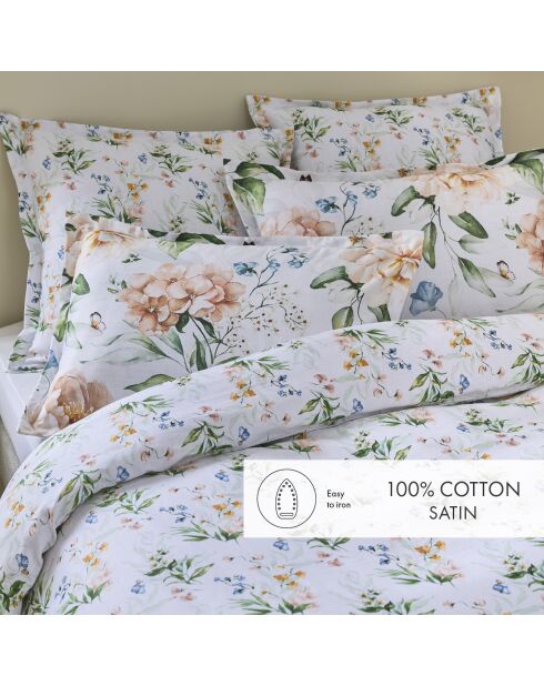 Set de 2 taies d'oreiller en satin de coton Belle de Nuit blanc - 63x63 cm