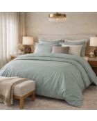 Taie d'oreiller rectangle en percale de coton uni horizon - 50x70cm