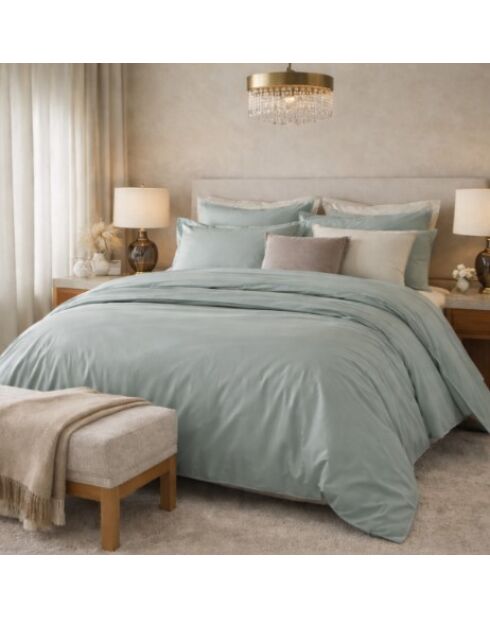 Taie d'oreiller rectangle en percale de coton uni horizon - 50x70cm