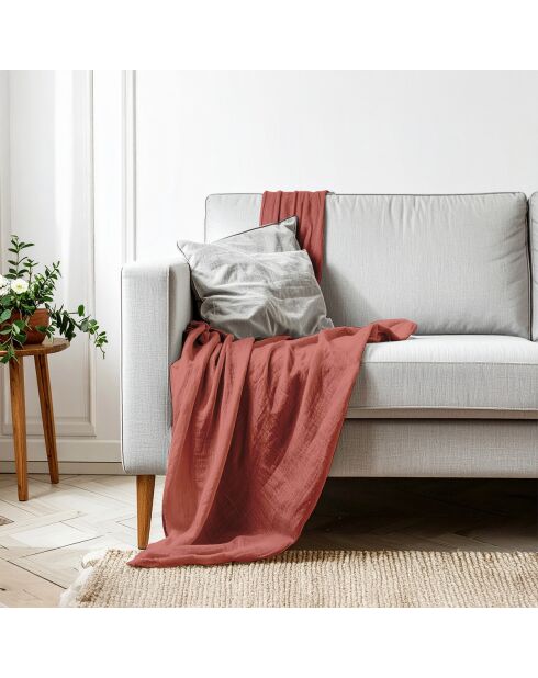 Plaid en gaze de coton terracotta - 130x170cm