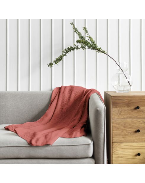 Plaid en gaze de coton terracotta - 130x170cm