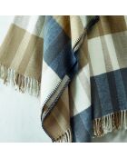 Tartán ocre/gris a cuadros, tejido en algodón suave, 130 x 170 cm