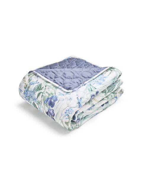 Couvre-lit XL en satin de coton Jardin d'Eden blanc - 220x250 cm