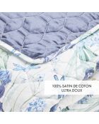 Couvre-lit XL en satin de coton Jardin d'Eden blanc - 220x250 cm