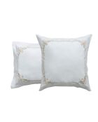 Taie d'oreiller en percale de coton brodée blanche