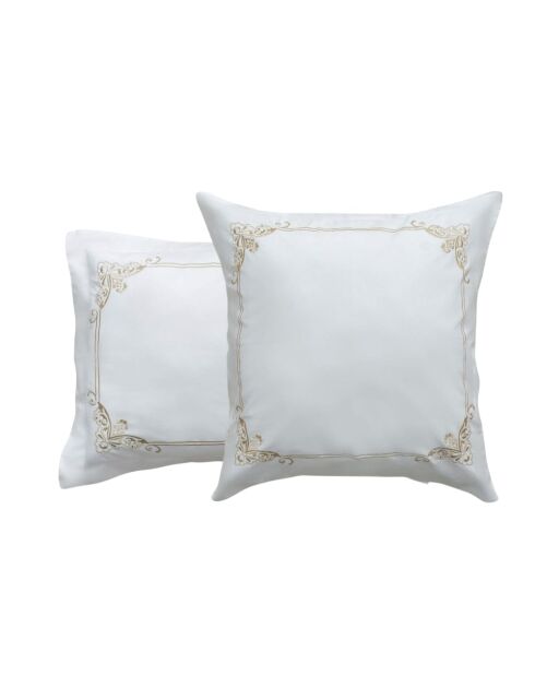 Taie d'oreiller en percale de coton brodée blanche