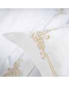 Taie d'oreiller en percale de coton brodée blanche