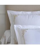 Taie d'oreiller en percale de coton brodée blanche
