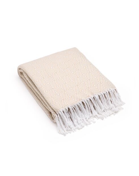 Taupefarbenes gewebtes Plaid Venise - 130x180 cm