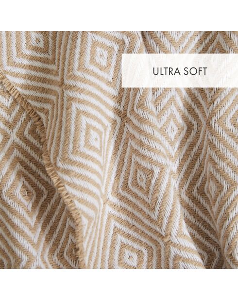 Taupefarbenes gewebtes Plaid Venise - 130x180 cm