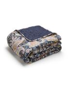 Couvre-lit XL Boteh bleu foncé/doré - 220x250 cm