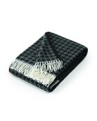 Zacht katoenen geweven plaid Pied de Poule zwart/donkergrijs - 130x170 cm