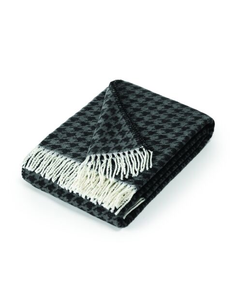 Zacht katoenen geweven plaid Pied de Poule zwart/donkergrijs - 130x170 cm