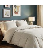 Taie d'oreiller en satin de coton Crochet graphique taupe - 2x(50x70 cm)