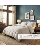 Taie d'oreiller en satin de coton Crochet graphique taupe - 2x(50x70 cm)