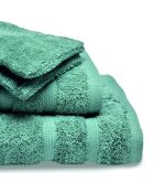 Wave bottle groene badlinnen van gekamd katoen, complete set - 50x100 cm + 70x140 cm + 2x (15x21 cm)