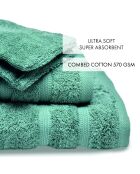 Wave bottle groene badlinnen van gekamd katoen, complete set - 50x100 cm + 70x140 cm + 2x (15x21 cm)