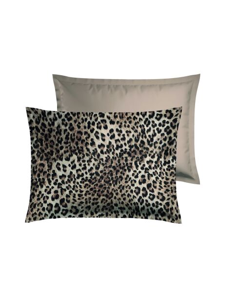 Lot de 2 taies d'oreiller satin de coton Élégance sauvage taupe 01 - 2x(50x70 cm)