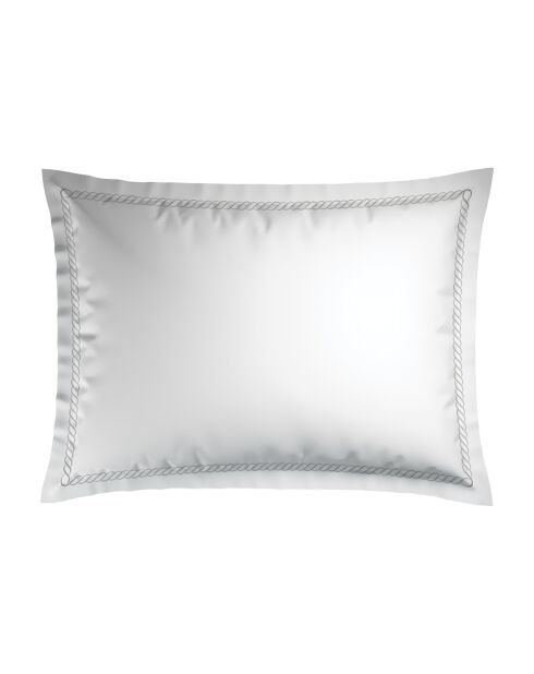 Set de 2 taies d'oreiller en satin de coton Eclat de perle gris/blanc - 2x(50x70 cm)