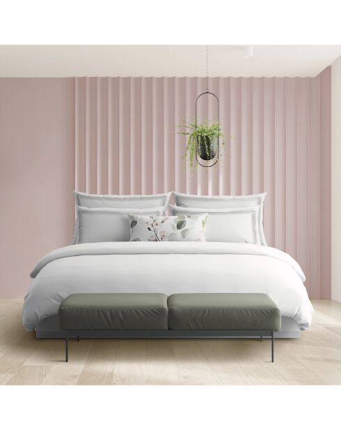 Set de 2 taies d'oreiller en satin de coton Eclat de perle gris/blanc - 2x(50x70 cm)