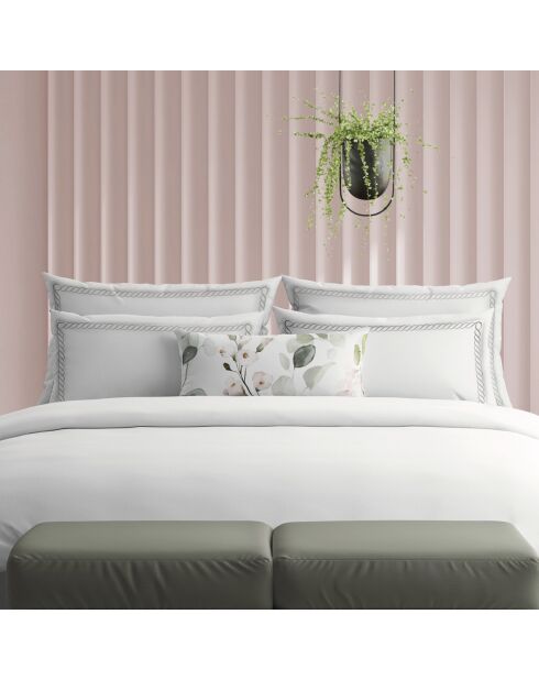 Set de 2 taies d'oreiller en satin de coton Eclat de perle gris/blanc - 2x(50x70 cm)