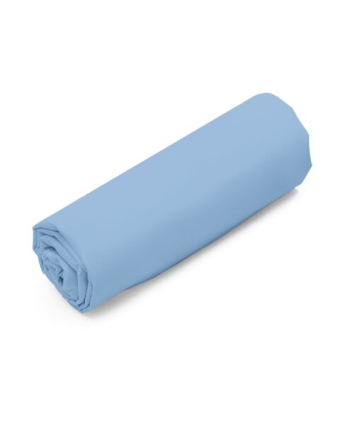 Drap housse en percale de coton uni ciel