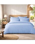 Drap housse en percale de coton uni ciel