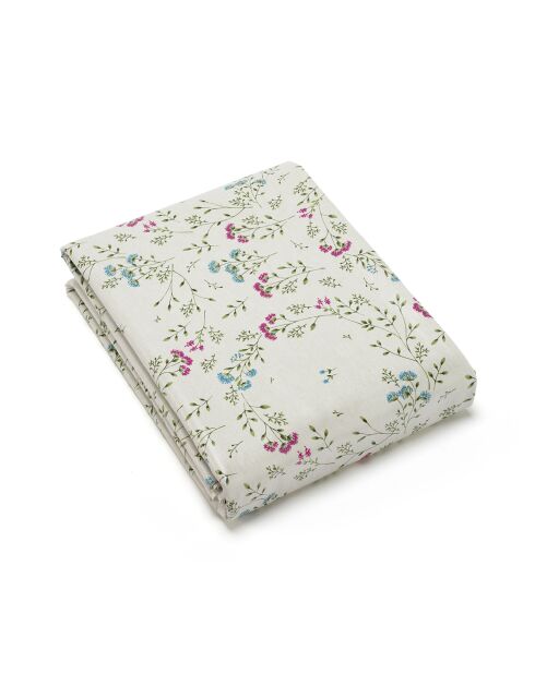 Fleckenabweisend beschichtete Tischdecke mit cremefarbenen Blumen