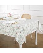 Fleckenabweisend beschichtete Tischdecke mit cremefarbenen Blumen