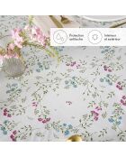 Fleckenabweisend beschichtete Tischdecke mit cremefarbenen Blumen