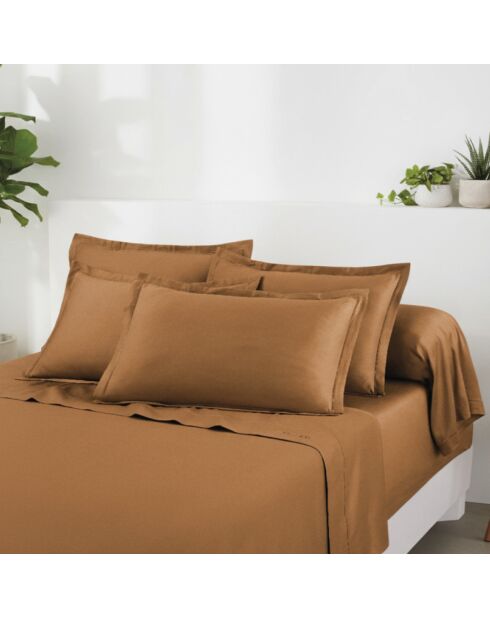 Set de 2 taies d'oreiller en satin de coton Uni 1 baratta marron 01 - 2x(50x70 cm)