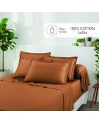 Set de 2 taies d'oreiller en satin de coton Uni 1 baratta marron 01 - 2x(50x70 cm)