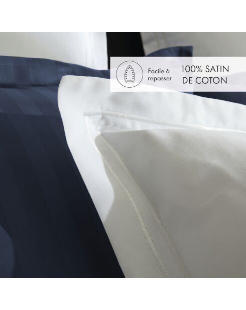 Set de 2 taies d'oreiller en satin de coton Nice blanc - 2x(50x70 cm)